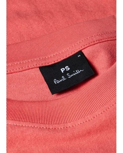 Paul Smith Pink Blanket-Stitch 'Happy' T-Shirt for men