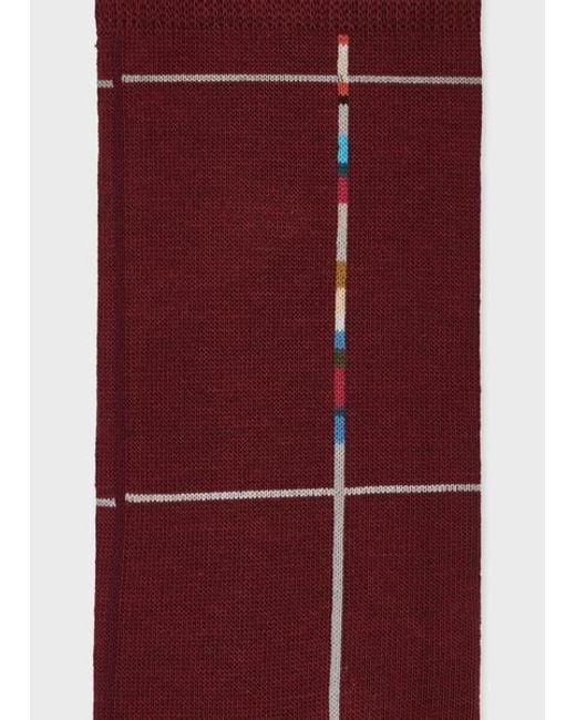 Paul Smith Red 'Signature Stripe' Check Socks for men