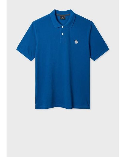 Paul Smith Blue Organic Cotton Zebra Polo Shirt for men
