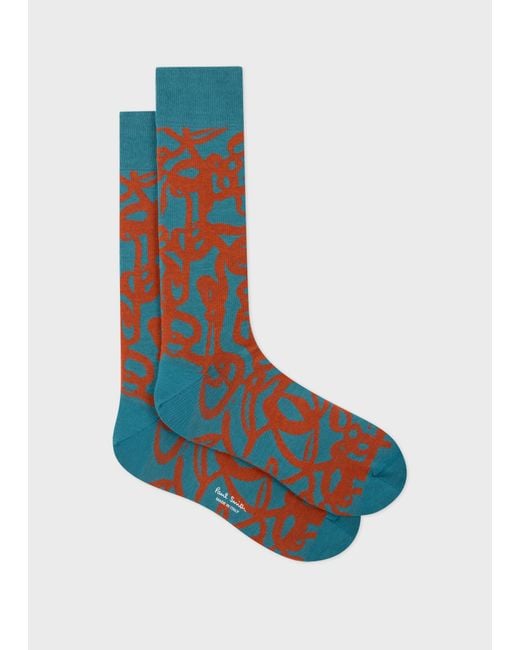 Paul Smith Blue 'Squiggle' Socks for men