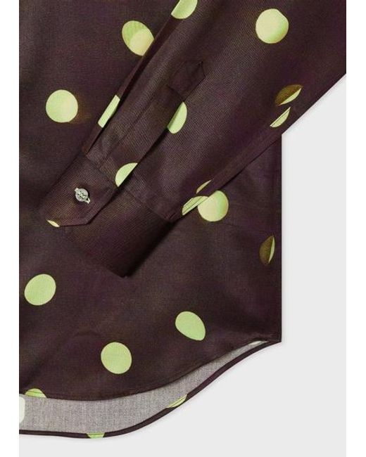 Paul Smith Brown Regular-Fit 'Pears And Polka Dot' Lyocell Shirt for men