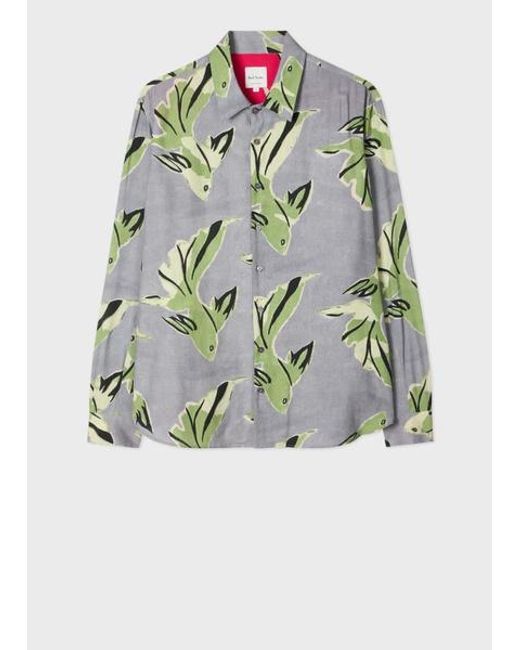 Paul Smith Gray 'Le Peche Fish' Print Viscose Shirt for men