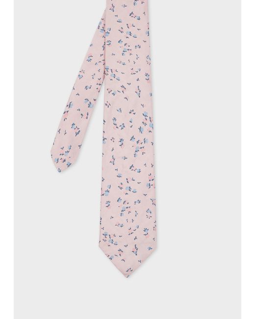 Paul Smith Pink Light Silk 'Art Floral' Tie for men