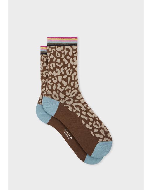 Paul Smith White 'Leopard' Colour Block Socks