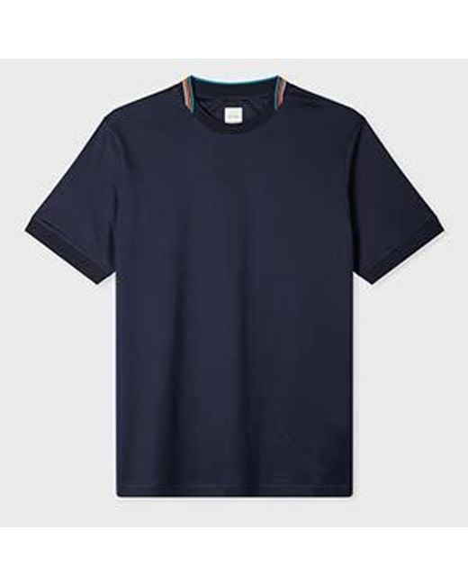 Paul Smith Blue 'Signature Stripe' Collar T-Shirt for men