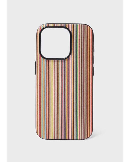 Paul Smith Multicolor Signature Stripe Leather Magsafe Iphone 15 Pro Case Multicolour for men