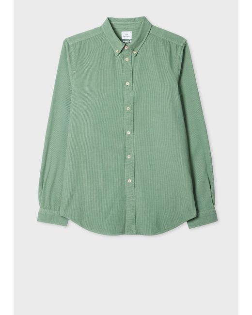 Paul Smith Green Pine Tailored-Fit Cord Shirt for men