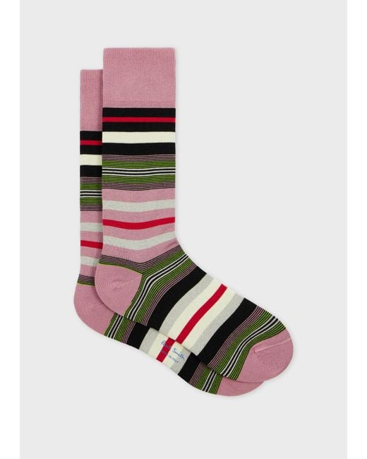 Paul Smith White Cotton-Blend Multi Stripe Socks for men