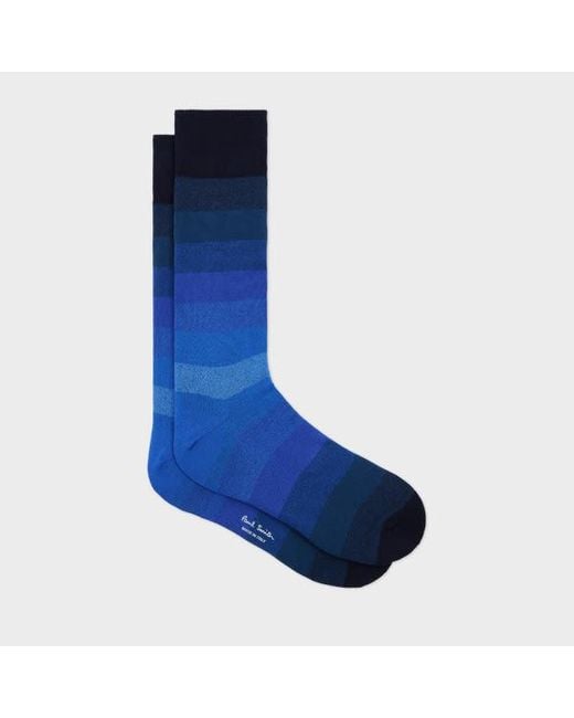 Paul Smith Blue Cotton-Blend Ombre Stripe Socks for men