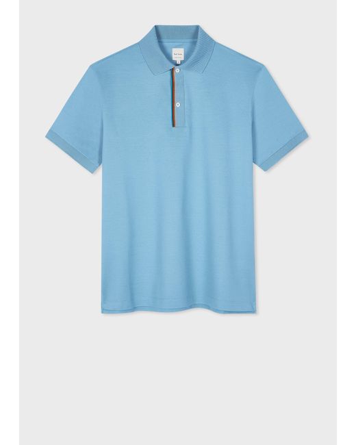Paul Smith Blue 'signature Stripe' Trim Polo Shirt for men