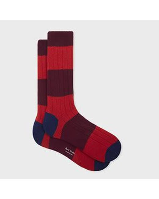 Paul Smith Red Cashmere Stripe Socks for men