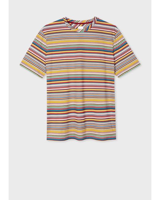 Paul Smith White 'signature Stripe' Cotton T-shirt Multicolour for men