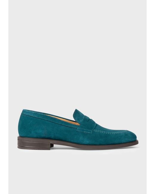 Paul Smith Teal Suede 'remi' Loafers in Green for Men | Lyst UK