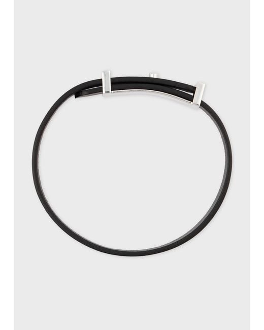 Paul Smith Metallic Signature Buckle Leather Bracelet for men