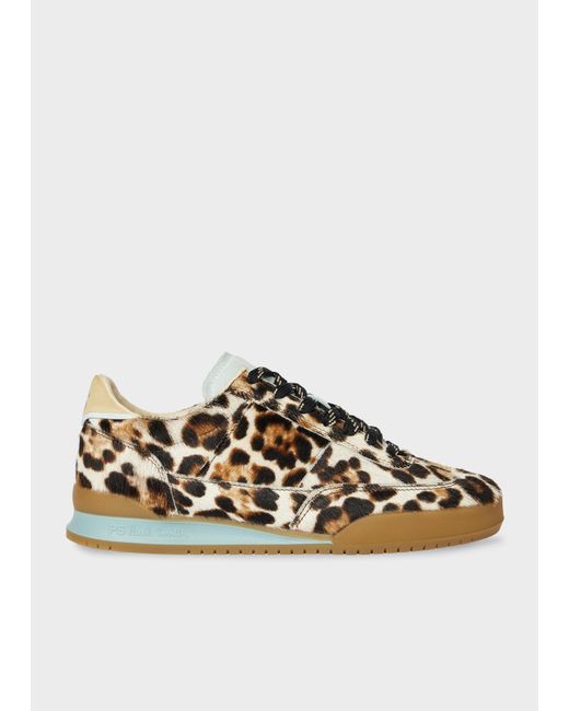 Paul Smith Brown Leopard Leather 'Dover' Trainers