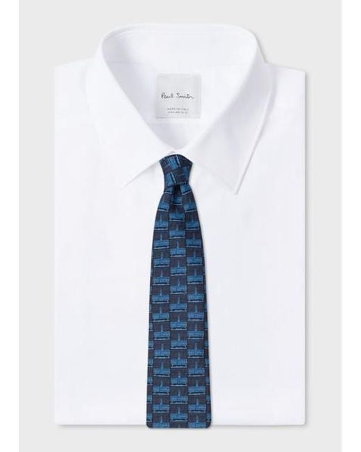 Paul Smith Blue For University Of Nottingham - Navy 'trent Building' Silk Tie for men