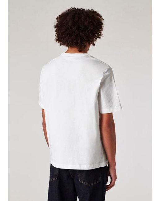 Paul Smith White 'Desert Stripe' Print T-Shirt for men