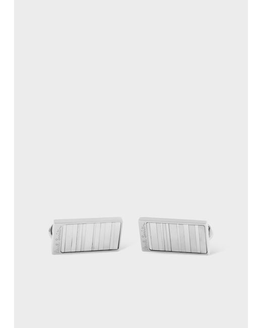 Paul Smith White Mother-Of-Pearl Stripe Cufflinks for men
