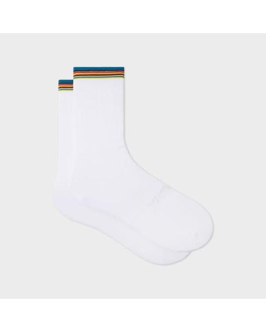 Paul Smith White 'Signature Stripe' Tipping Cycling Socks for men
