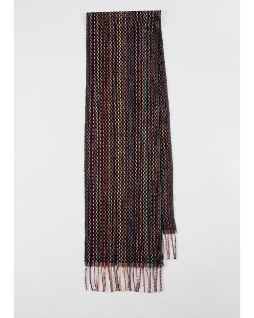 Paul Smith Multicolor Basket Weave Signature Stripe Cashmere Scarf