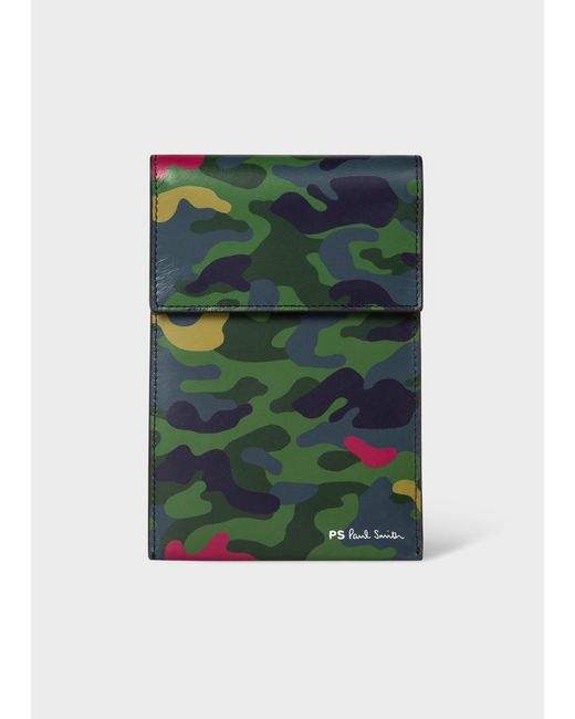 PS by Paul Smith Green Camo Print Neck Wallet for men