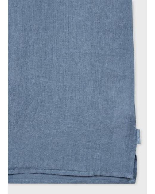Paul Smith Blue Linen Short-Sleeve Shirt for men