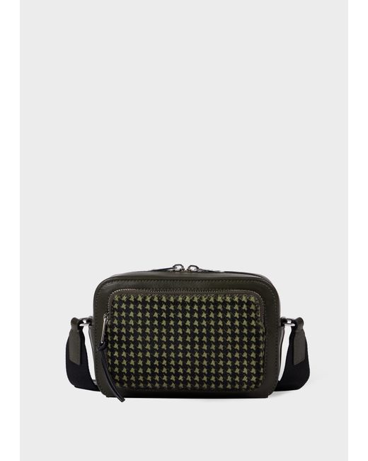 Paul Smith Black Leather Houndstooth Flight Bag for men
