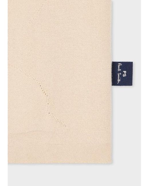 Paul Smith White Floral Jacquard Short Sleeve Knitted Polo Shirt for men