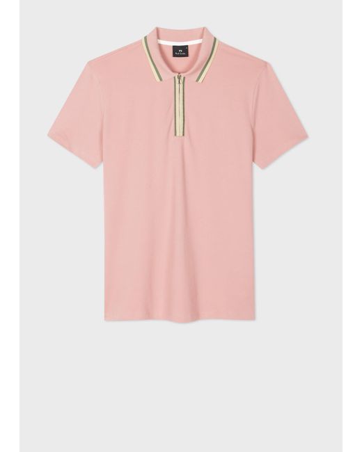 PS by Paul Smith Pink Mens Reg Polo Ss Zip for men