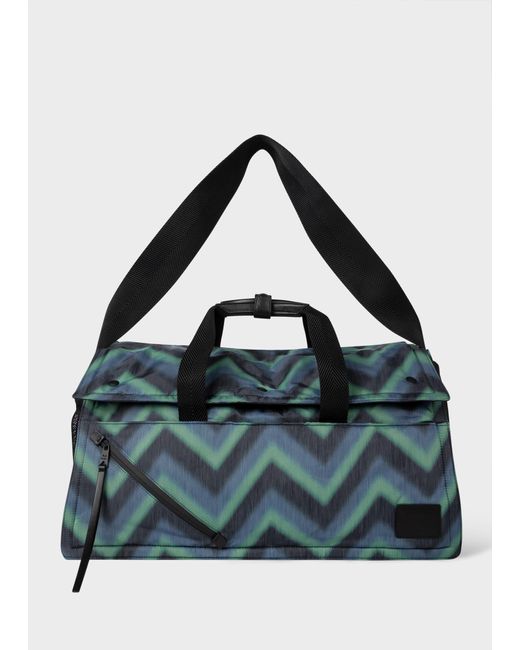 Paul Smith Blue Green Recycled Polyester 'zig Zag' Holdall Bag for men