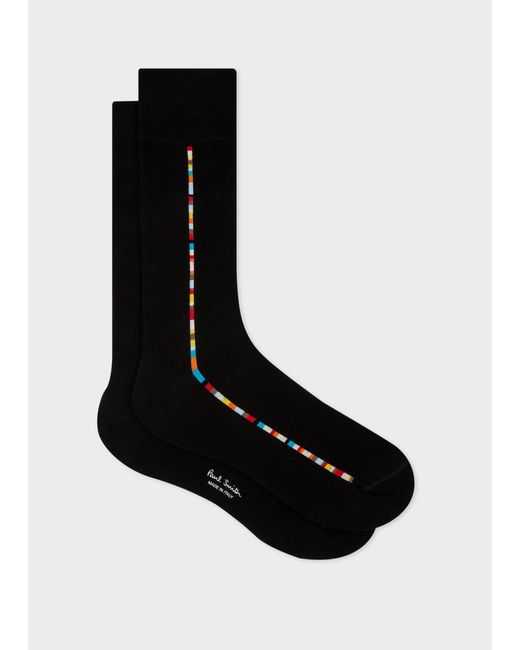 Paul Smith Black 'signature Stripe' Central Trim Socks for men