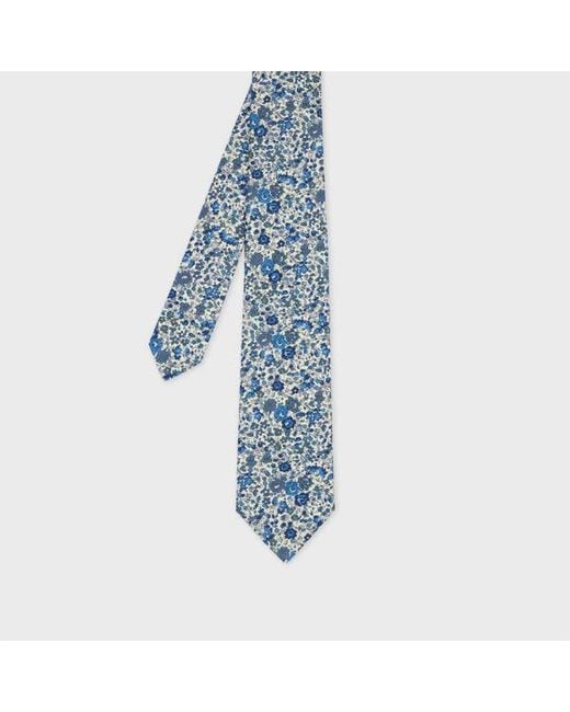 Paul Smith Blue Organic Cotton 'Liberty' Tie for men
