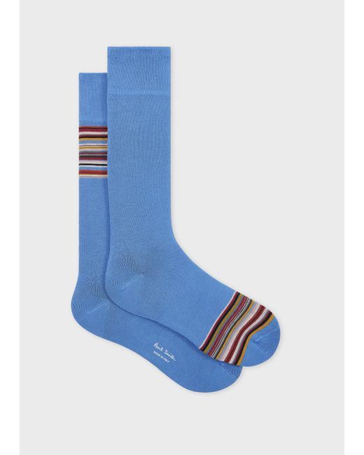 Paul Smith Blue Light Cotton-Blend 'Signature Stripe' Socks for men