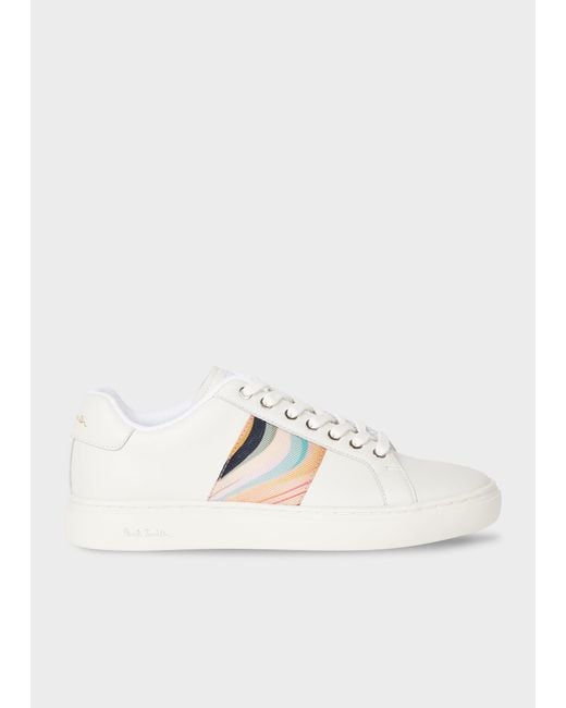 Paul Smith White Leather 'Dusky Swirl' 'Lapin' Trainers