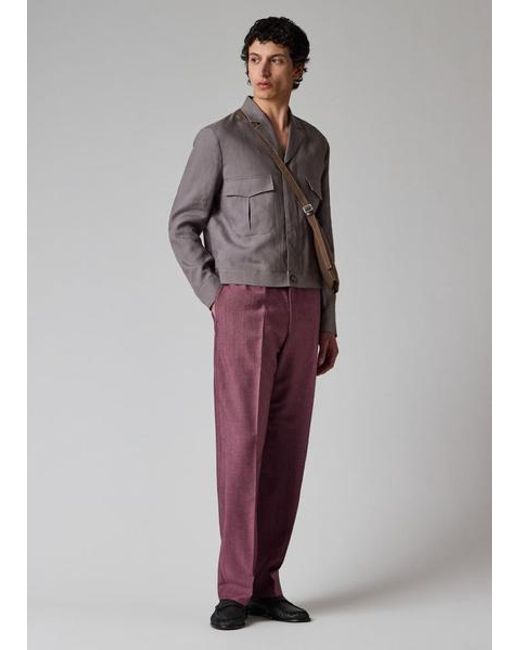 Paul Smith Purple Mauve Linen Open-Collar Jacket for men