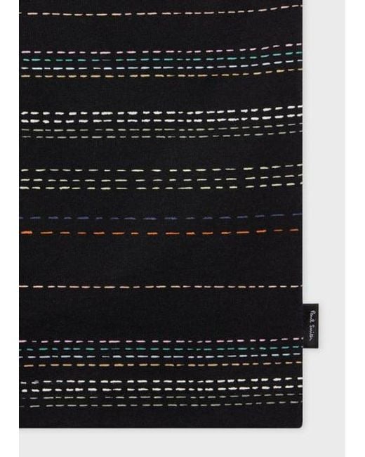 Paul Smith Black 'Stitch Stripe' Cotton T-Shirt for men