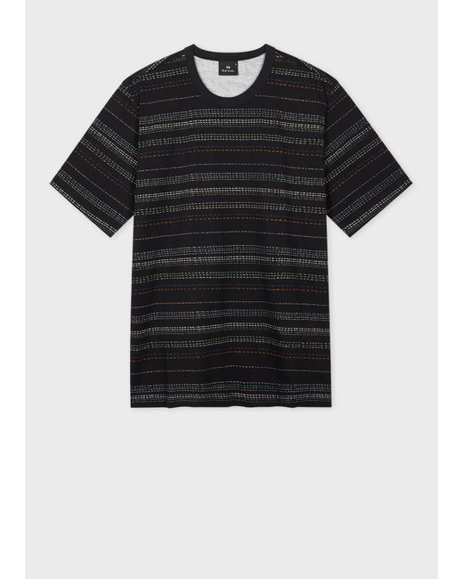 Paul Smith Black 'Stitch Stripe' Cotton T-Shirt for men