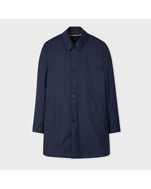 Paul Smith Blue Melange 'Storm System' Wool Mac With Detachable Gilet for men