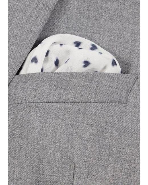 Paul Smith White 'Mini Hearts' Print Pocket Square for men