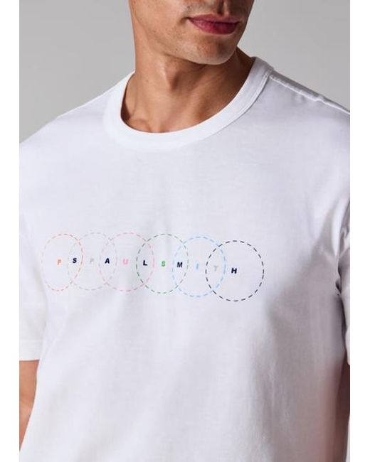 Paul Smith White Multi Circles Print T-Shirt for men