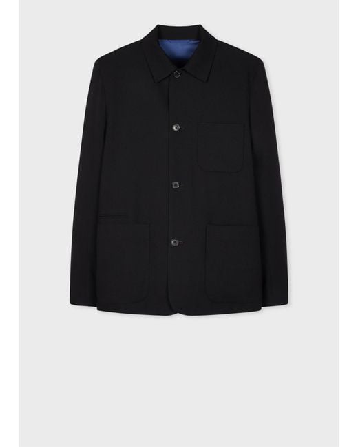 Paul Smith Black Two-Ply Hopsack Wool Work Jacket for men