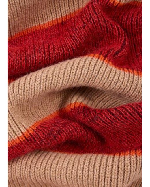 Paul Smith Red Mohair Block Stripe Scarf