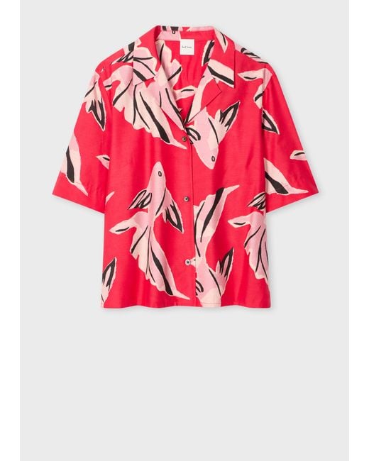 Paul Smith Red Cotton-Silk 'Le Peche Fish' Shirt