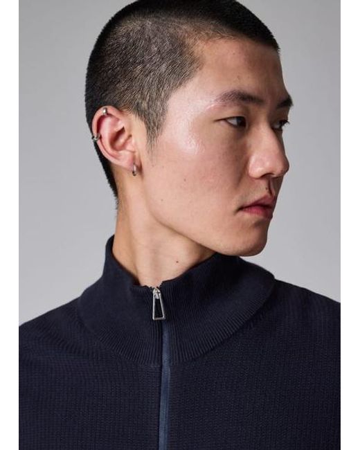 Paul Smith Blue Textured-Cotton Zip Cardigan for men