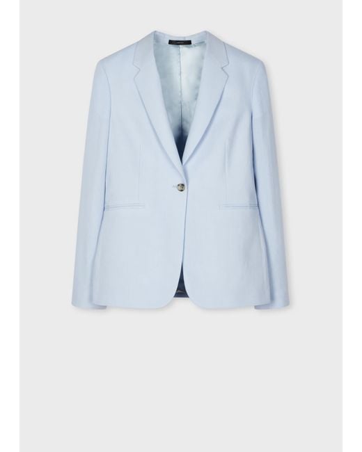 Paul Smith Blue Pale Linen One-Button Blazer
