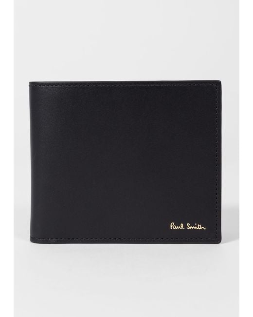 Paul Smith Black Leather 'signature Stripe' Interior Billfold Wallet for men