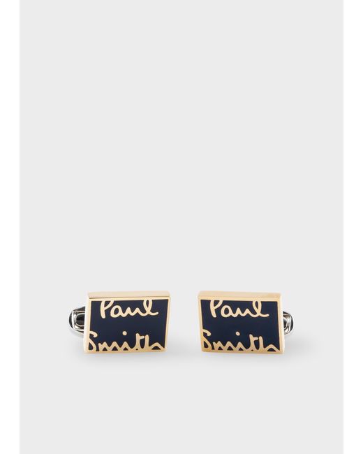 Paul Smith White Navy And Gold 'signature' Cufflinks for men