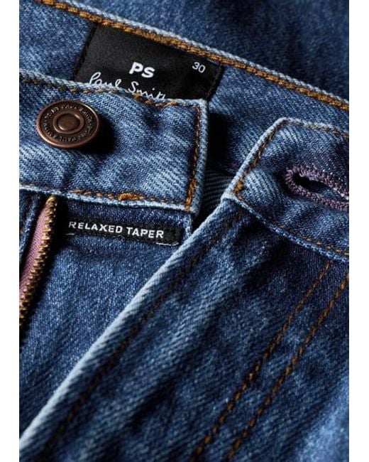 Paul Smith Blue Relaxed Tapered-Fit Mid-Wash Jeans for men