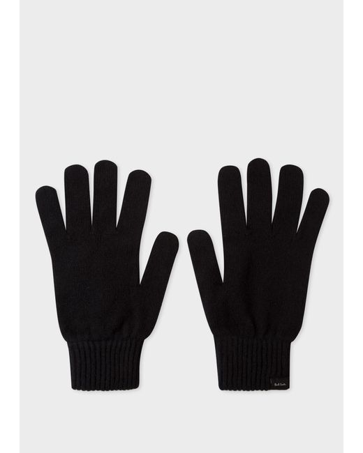 Paul Smith Black Cashmere And Merino Wool Gloves for men