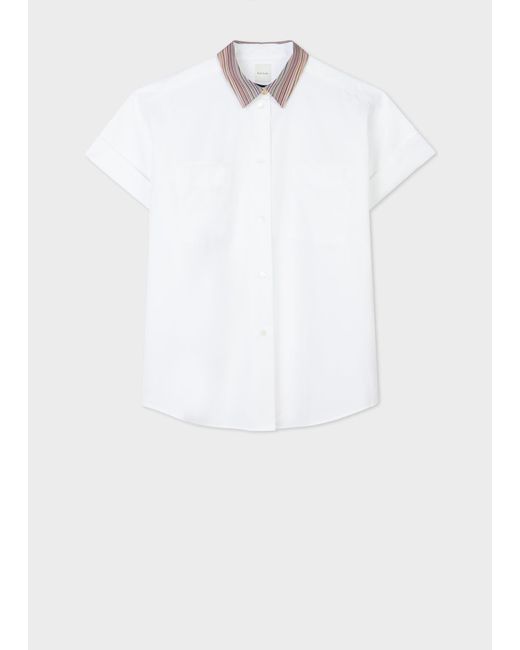 Paul Smith White 'signature Stripe' Short-sleeve Shirt